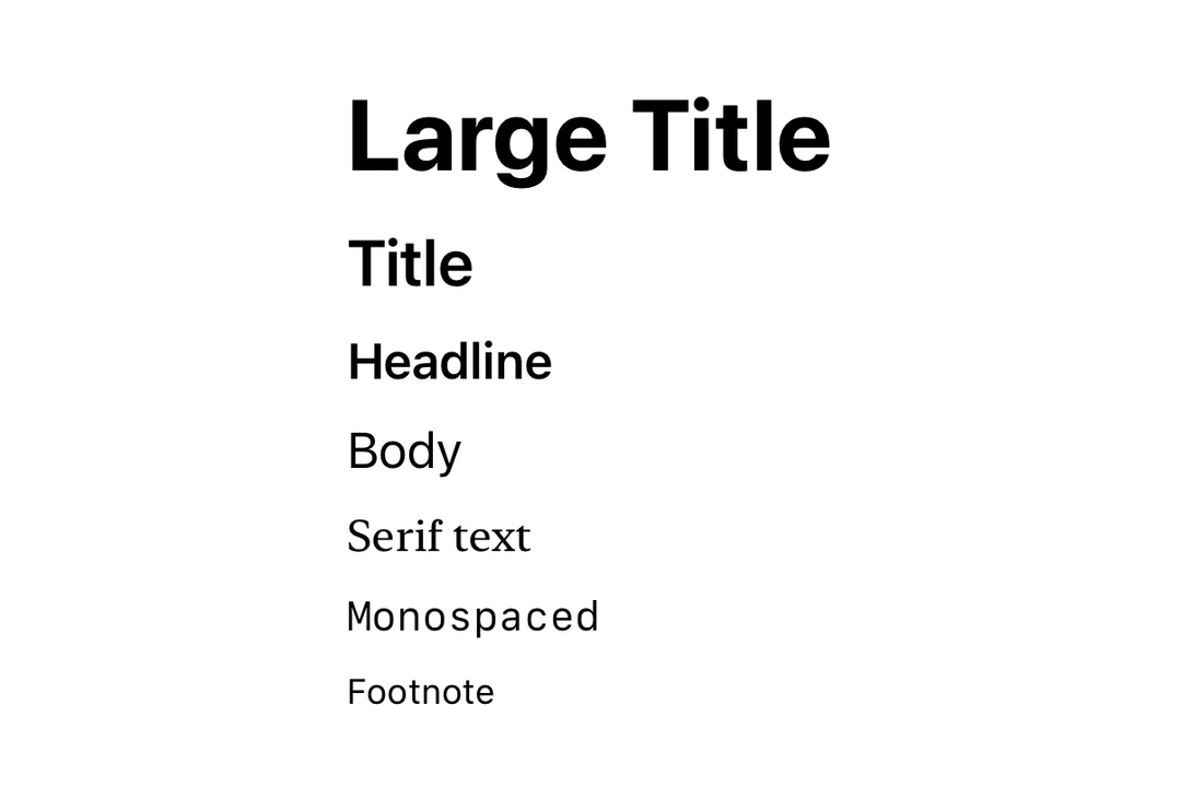 Text rendered with different font sizes, weights, and a hierarchical secondary style