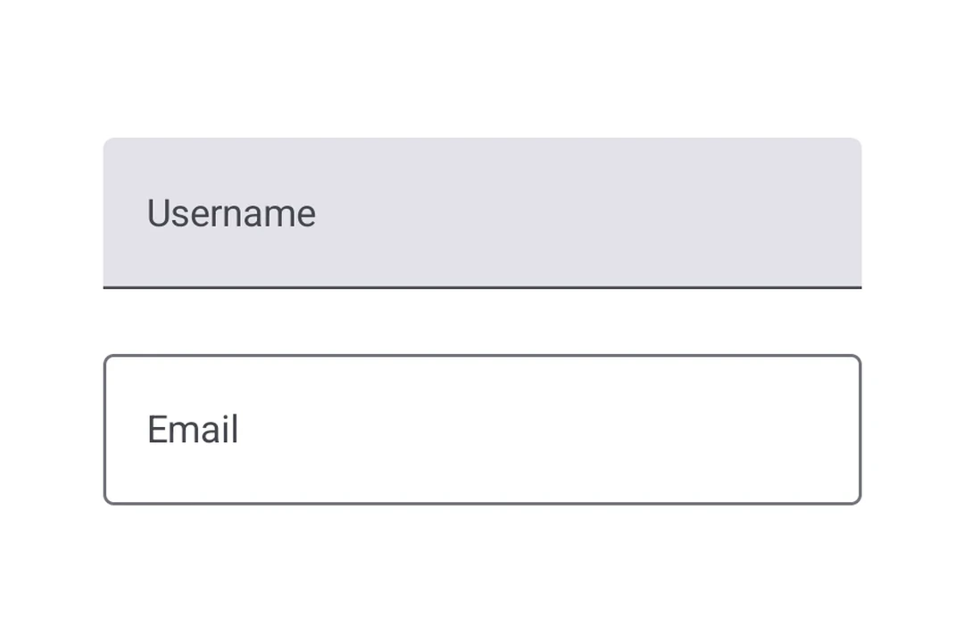 Filled and outlined Material 3 text fields