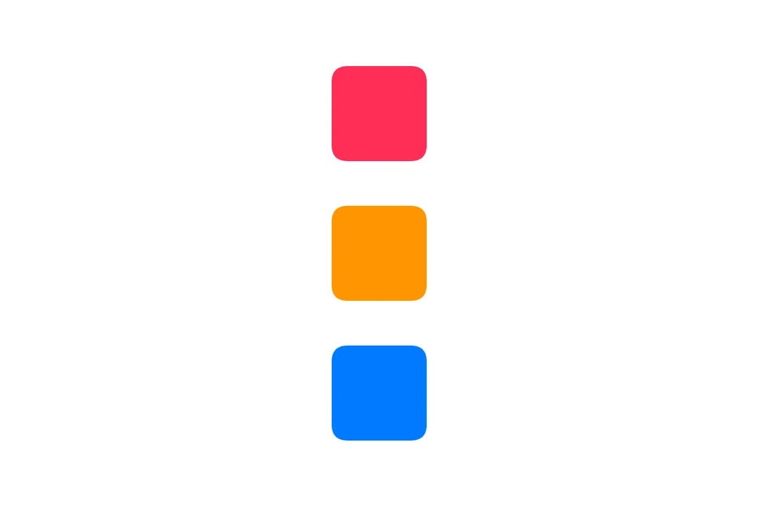 Four numbered colored rounded squares stacked vertically in a VStack