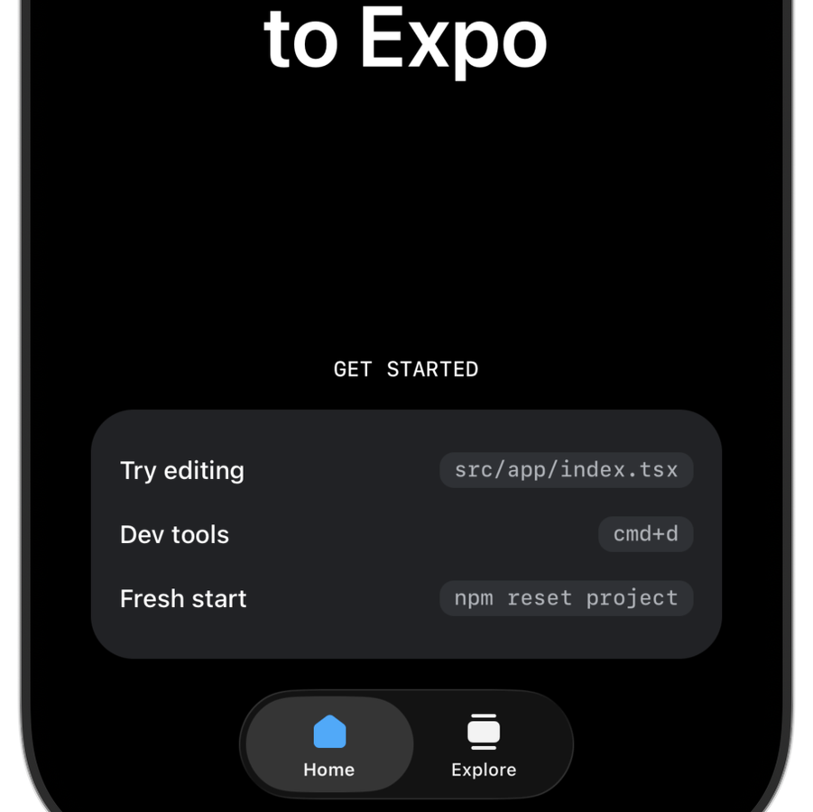Two tabs in an Expo app