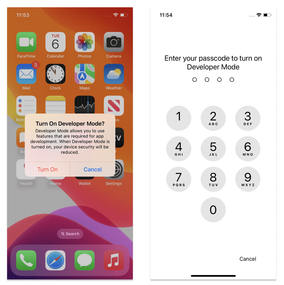 Alert and passcode prompt