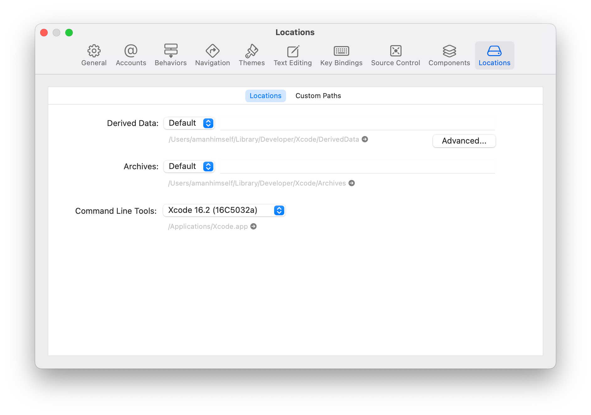 Xcode preferences