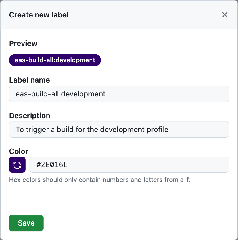 Creating a label in a GitHub PR